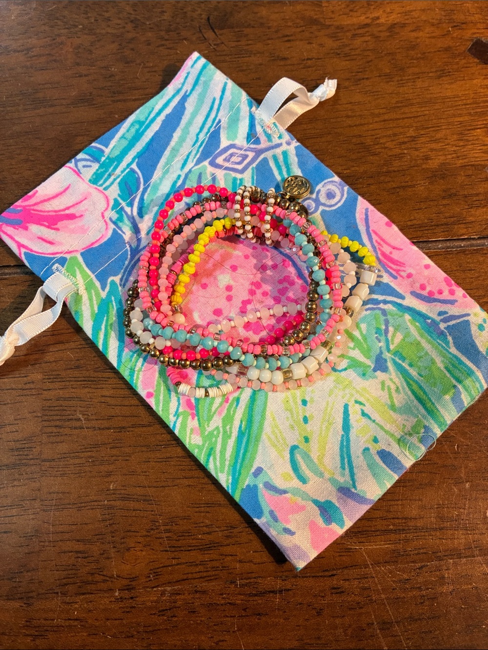 Flirty feminine Colorful Multistrand Beaded Bracelet Stack Lilly Puhlitzer 💕